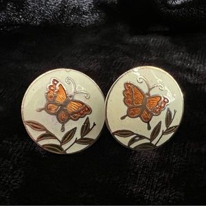 Vintage Enamel Butterfly Earrings